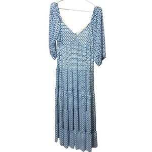 MELLODAY Blue Geometric Long Sleeve Dress